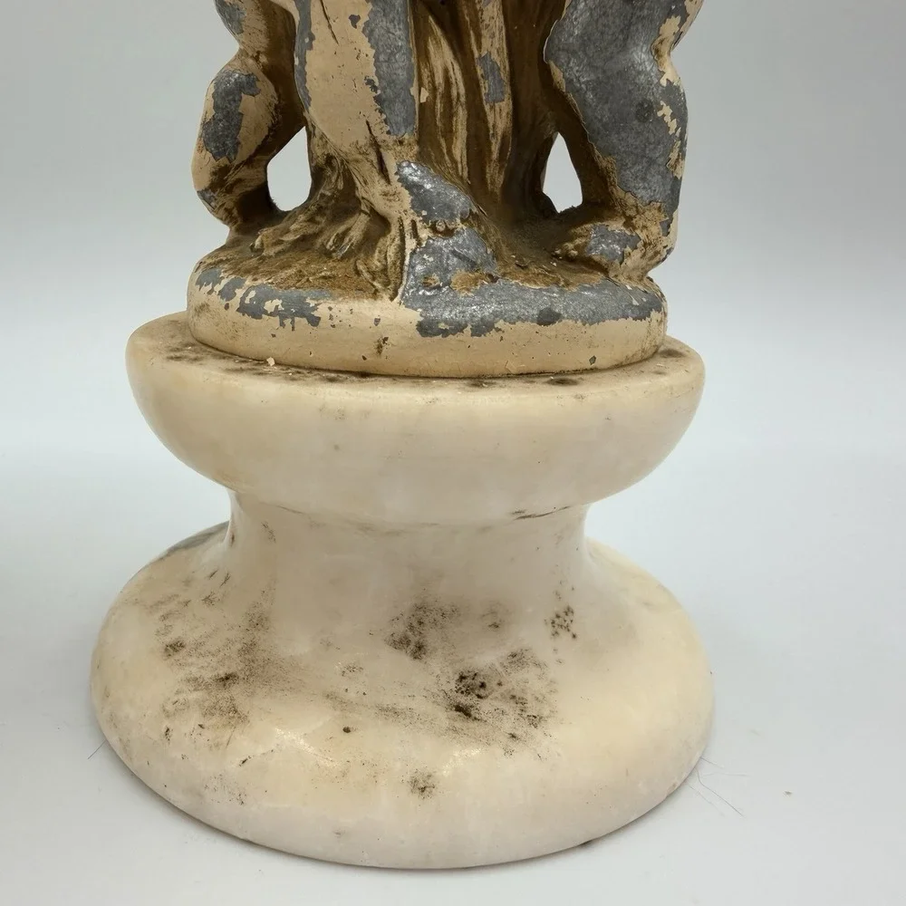 Vintage Italian Alabaster Marble Cherub Candlestick Holders Set - Made In Italy